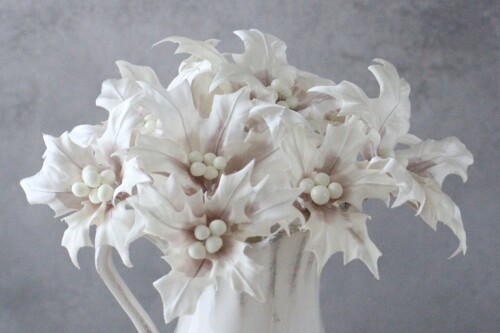 布花レッスンレポ】クリスマスに飾りたい♪柊パーツ作り | フラワー